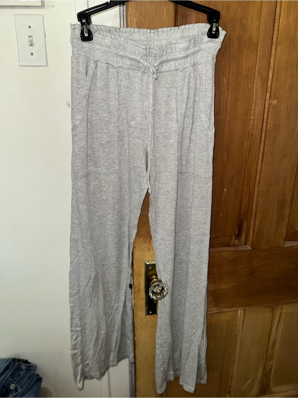 stars above Light Gray Wide-Leg Lounge Pants